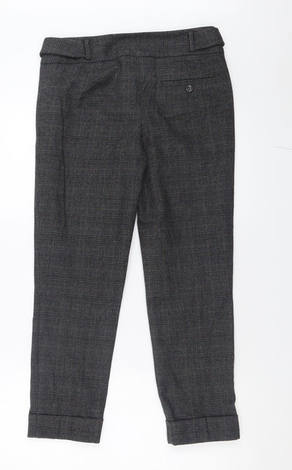 Monsoon Womens Grey Check Polyester Trousers  Size 8 L26 in Regular Button