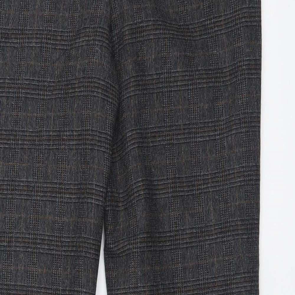 Monsoon Womens Grey Check Polyester Trousers  Size 8 L26 in Regular Button
