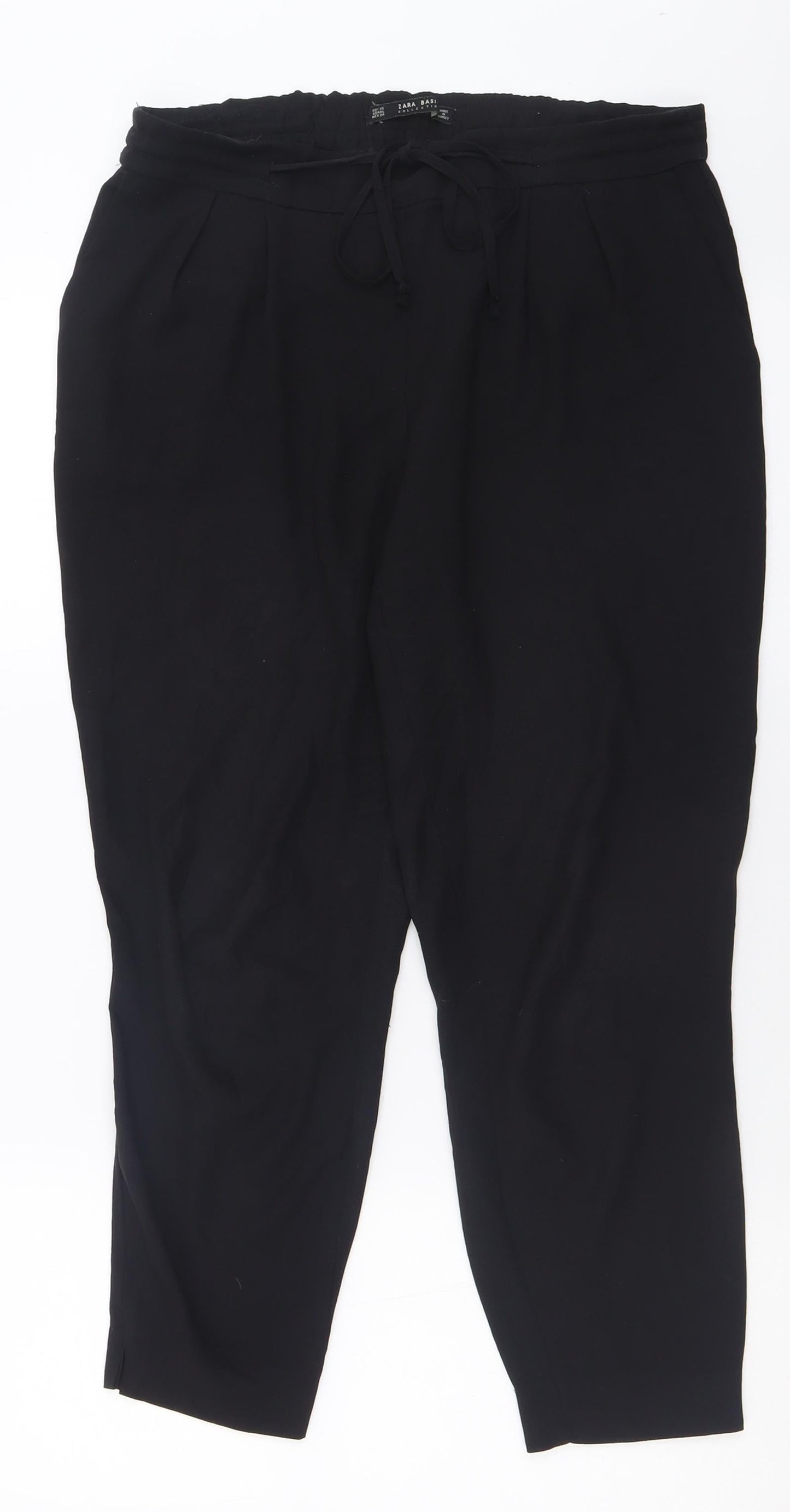 Zara Womens Black  Polyester Trousers  Size XS L26 in Regular Tie