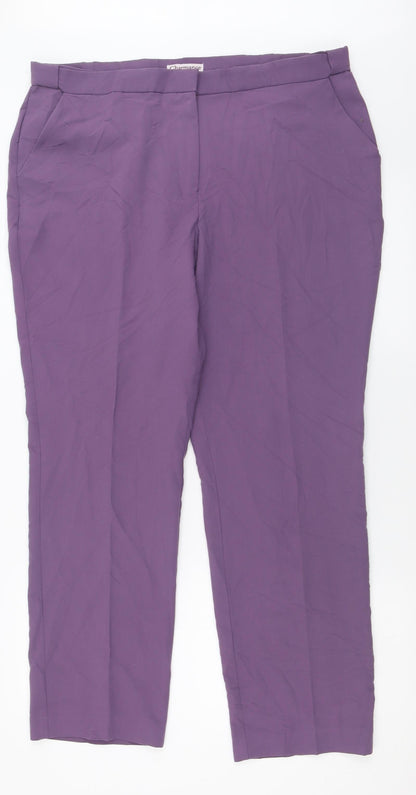 Preloved Charmance Womens Purple  Polyester Trousers  Size 20 L30 in Regular Hook & Eye - Front