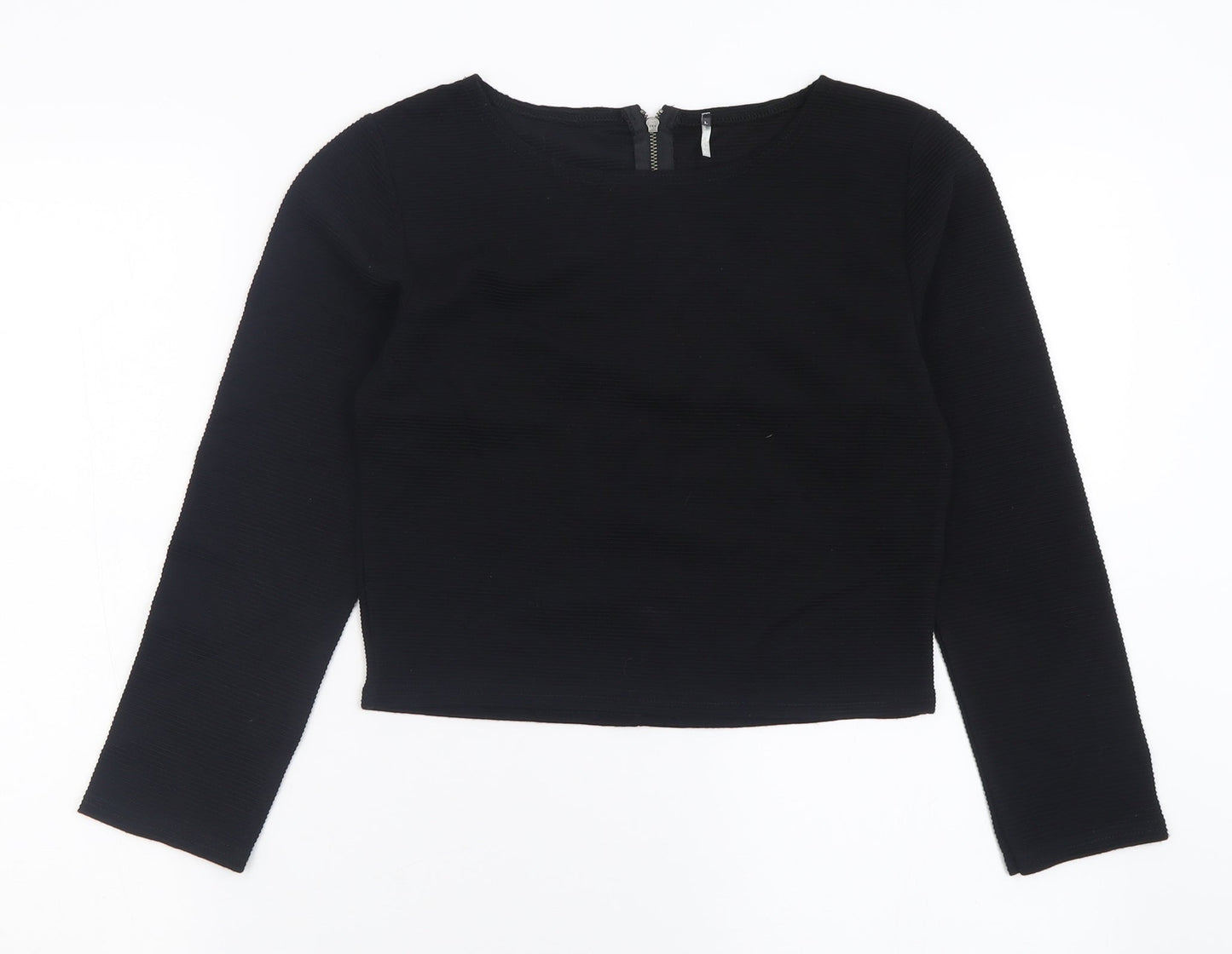 Preworn Womens Black  Acrylic Cropped T-Shirt Size L Crew Neck
