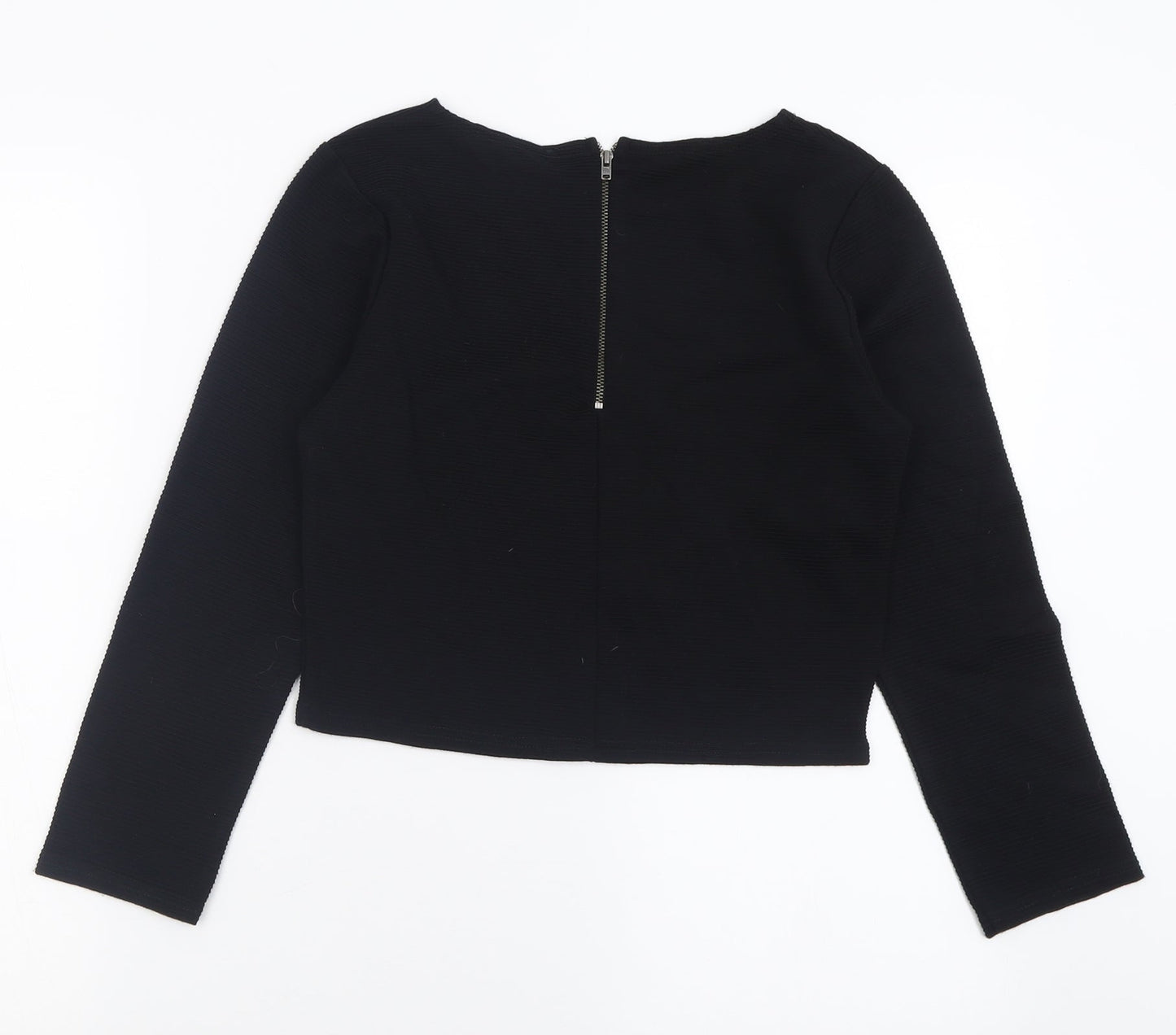 Preworn Womens Black  Acrylic Cropped T-Shirt Size L Crew Neck