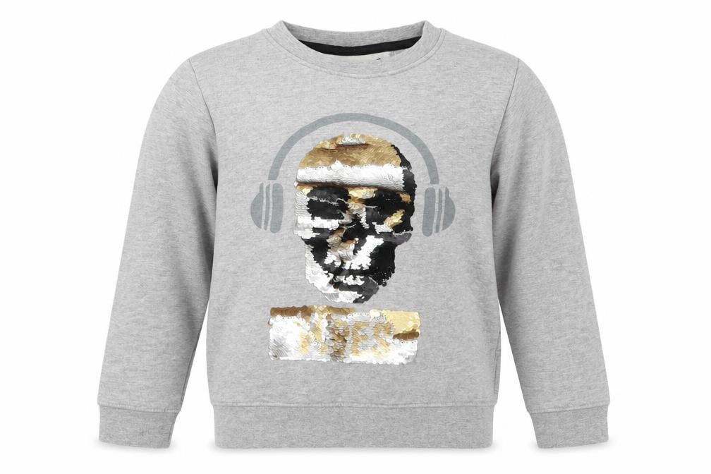 Next Boys Grey  Cotton Pullover Sweatshirt Size 9 Years  Pullover - DJ Skull