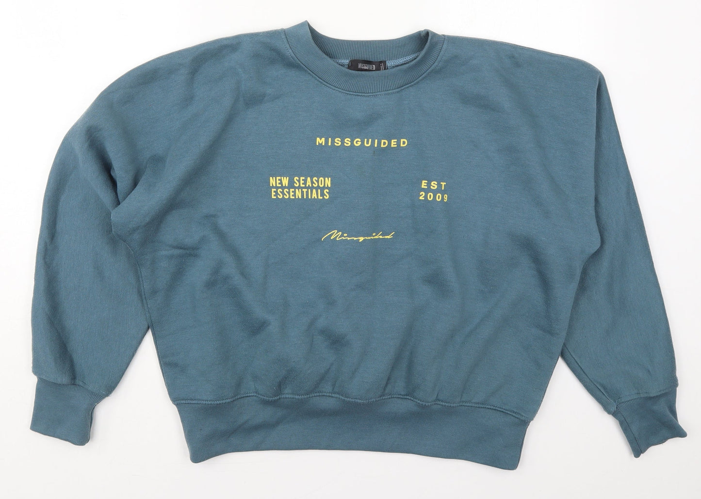 Missguided Womens Blue  Cotton Pullover Sweatshirt Size 8  Pullover - New Season Essentials