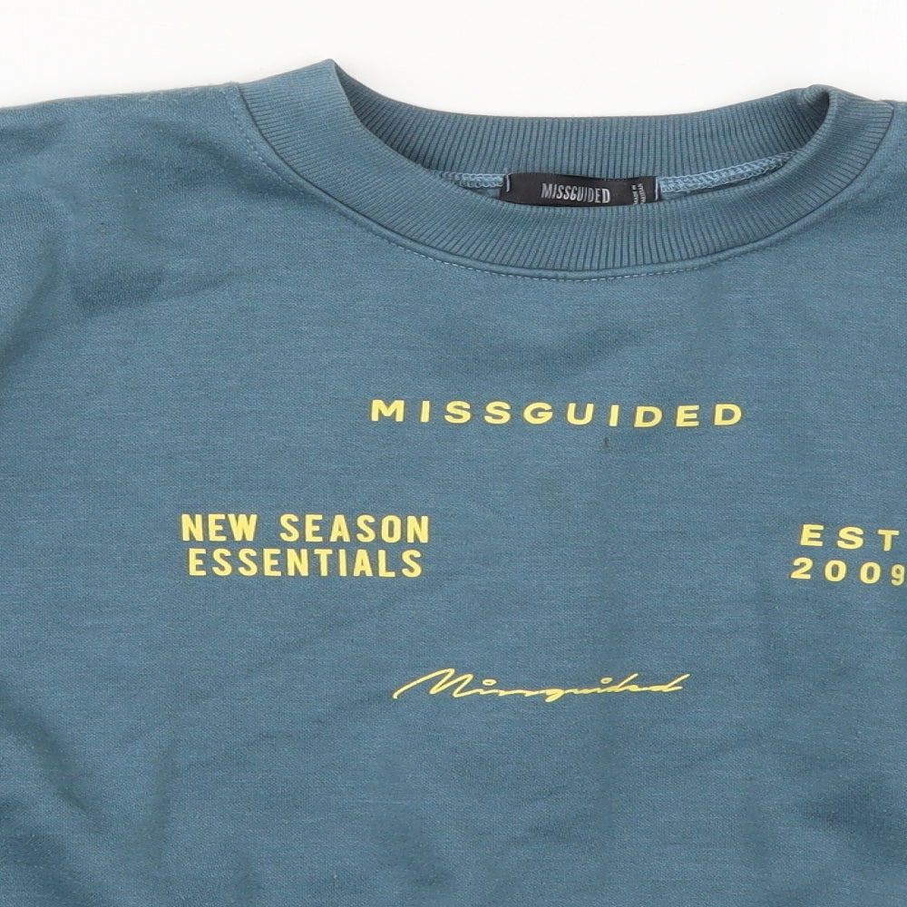 Missguided Womens Blue  Cotton Pullover Sweatshirt Size 8  Pullover - New Season Essentials