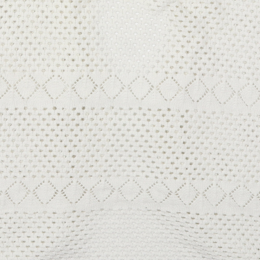 Glimpse Womens White V-Neck  Acrylic Cardigan Jumper Size L