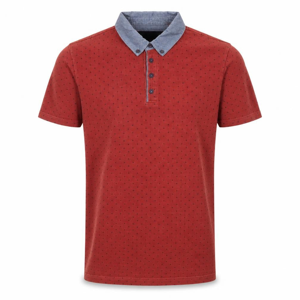 Next Mens Orange Polka Dot Cotton  Polo Size S Collared Button