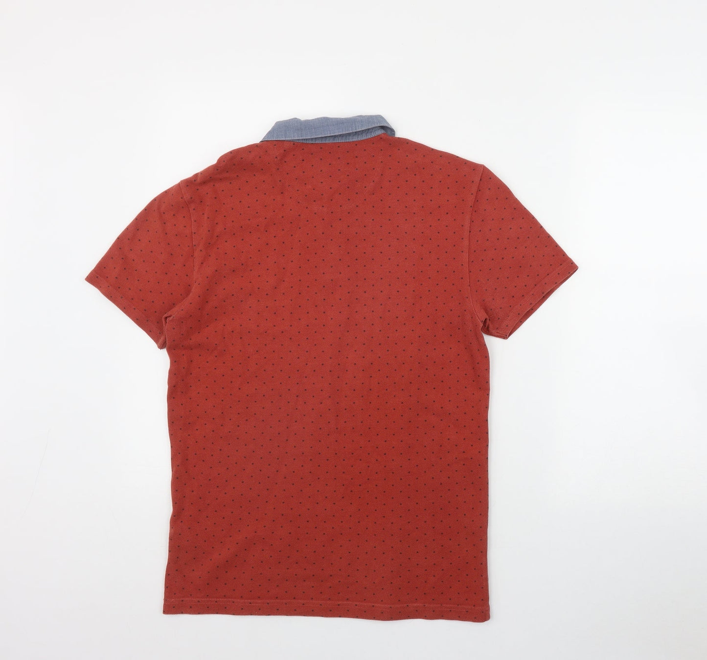 NEXT Mens Orange Polka Dot Cotton  Polo Size S Collared Button