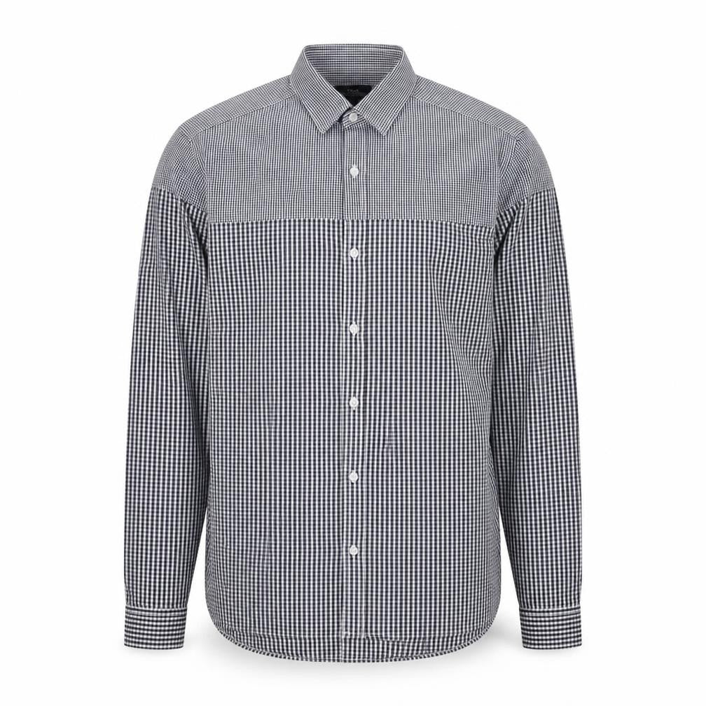 NEXT Mens Black Check Cotton  Button-Up Size S Collared Button
