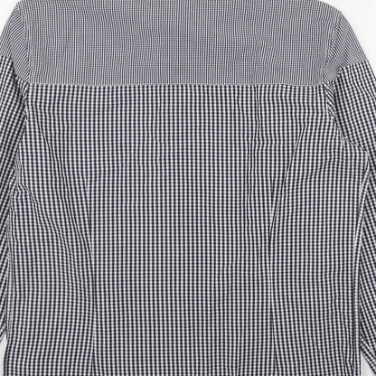 Next Mens Black Check Cotton  Button-Up Size S Collared Button