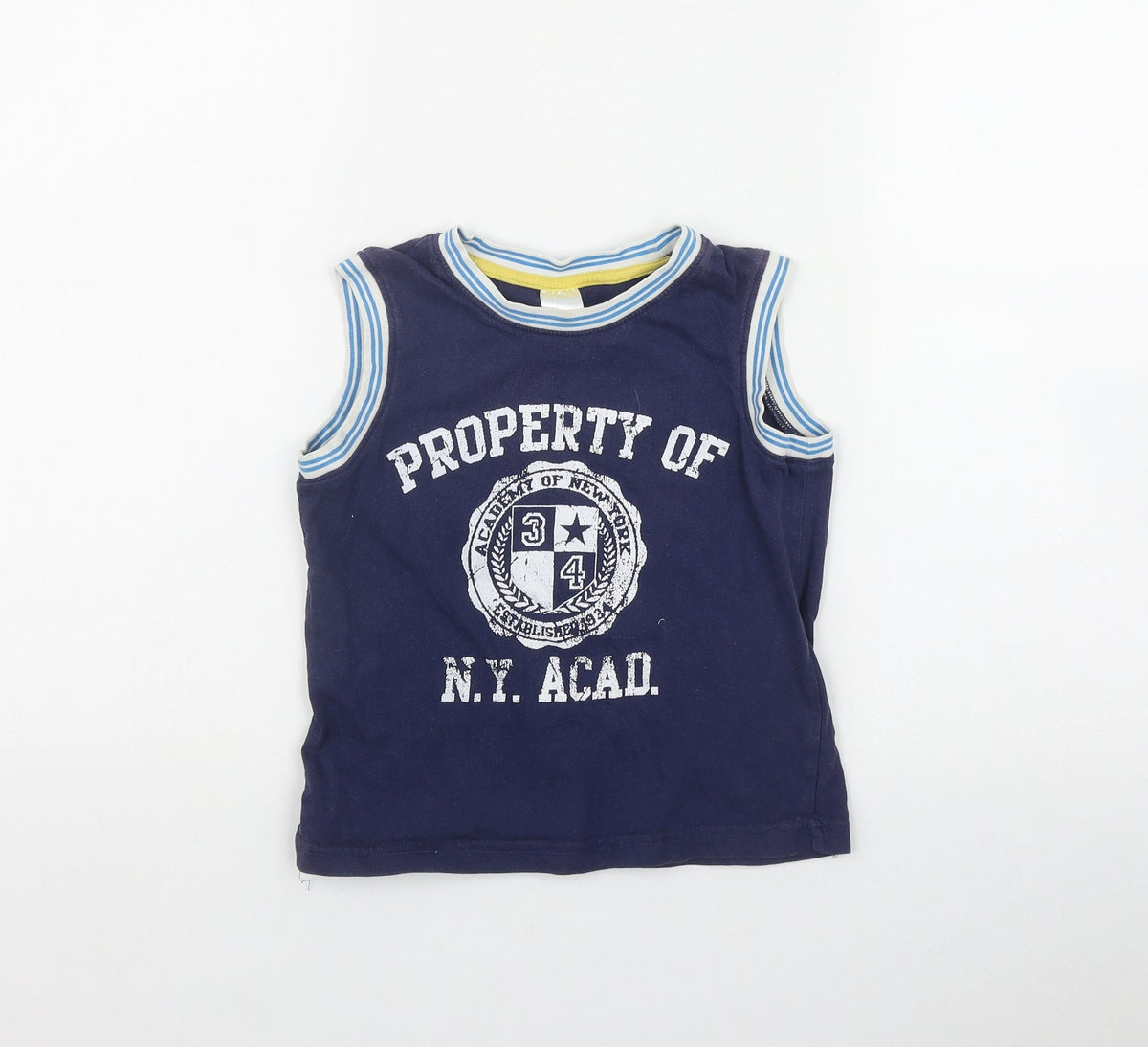 S G Junior Boys Blue  Cotton Basic Tank Size 5-6 Years Round Neck