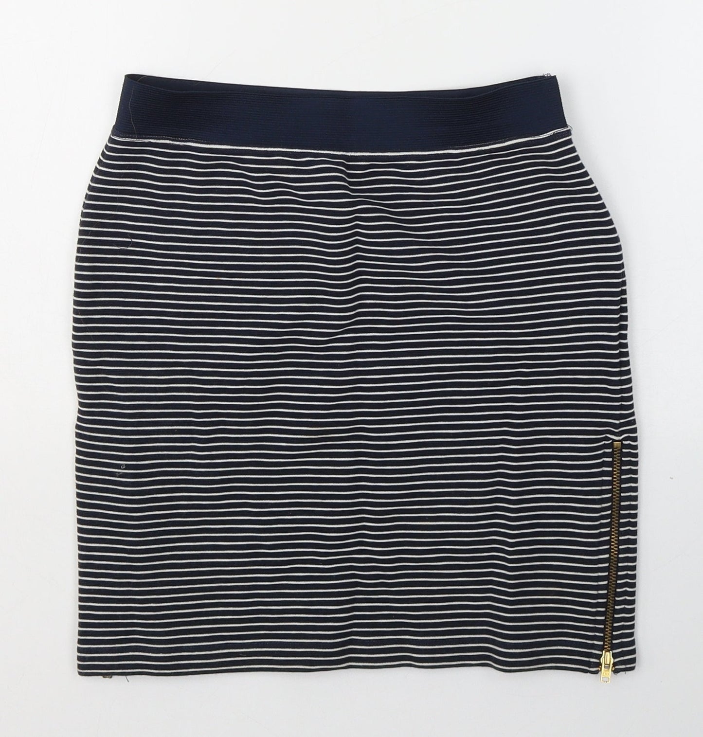 Warehouse Womens Blue Striped Cotton Mini Skirt Size 8