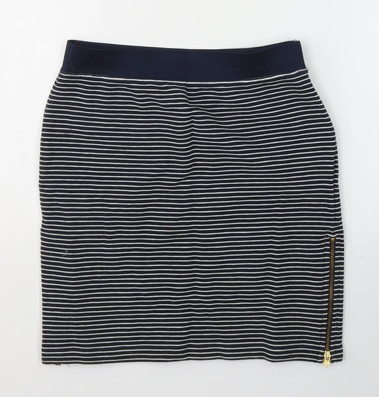 Warehouse Womens Blue Striped Cotton Mini Skirt Size 8