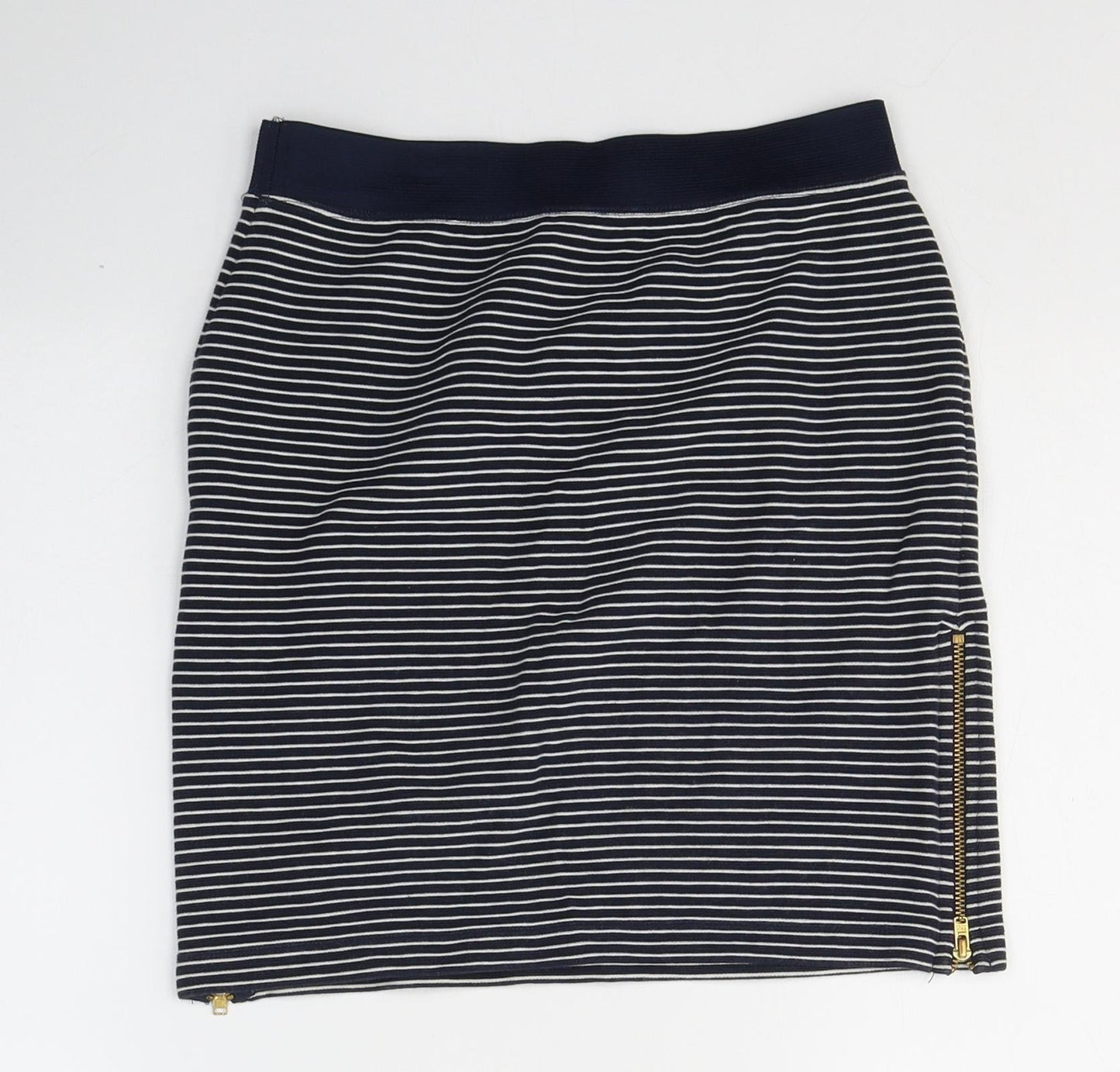 Warehouse Womens Blue Striped Cotton Mini Skirt Size 8
