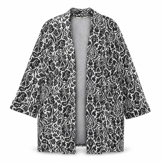 Tu Womens Black V-Neck Floral Polyester Cardigan Jumper Size 14
