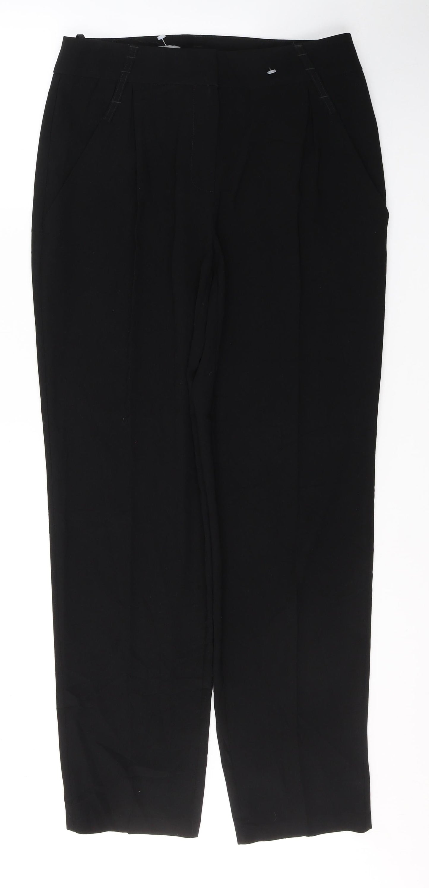 Marks and Spencer Womens Black  Polyester Trousers  Size 10 L30 in Regular Button