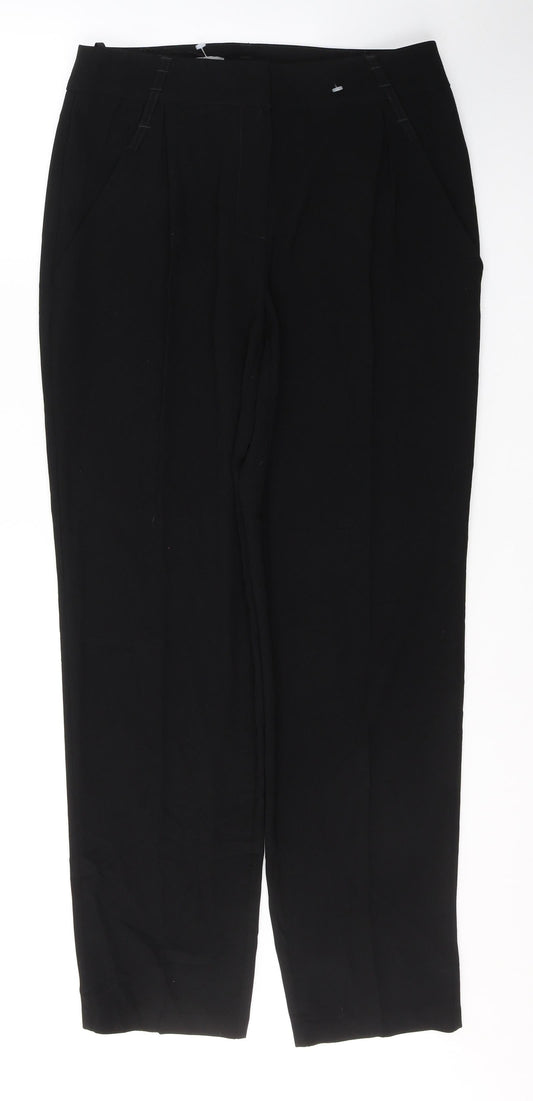 Marks and Spencer Womens Black  Polyester Trousers  Size 10 L30 in Regular Button
