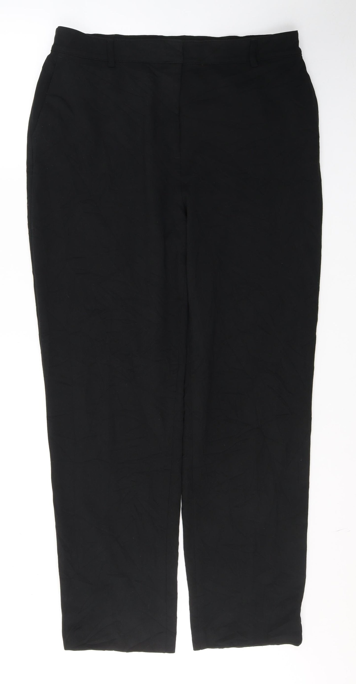 Marks and Spencer Womens Black  Polyester Trousers  Size 16 L30 in Regular Button