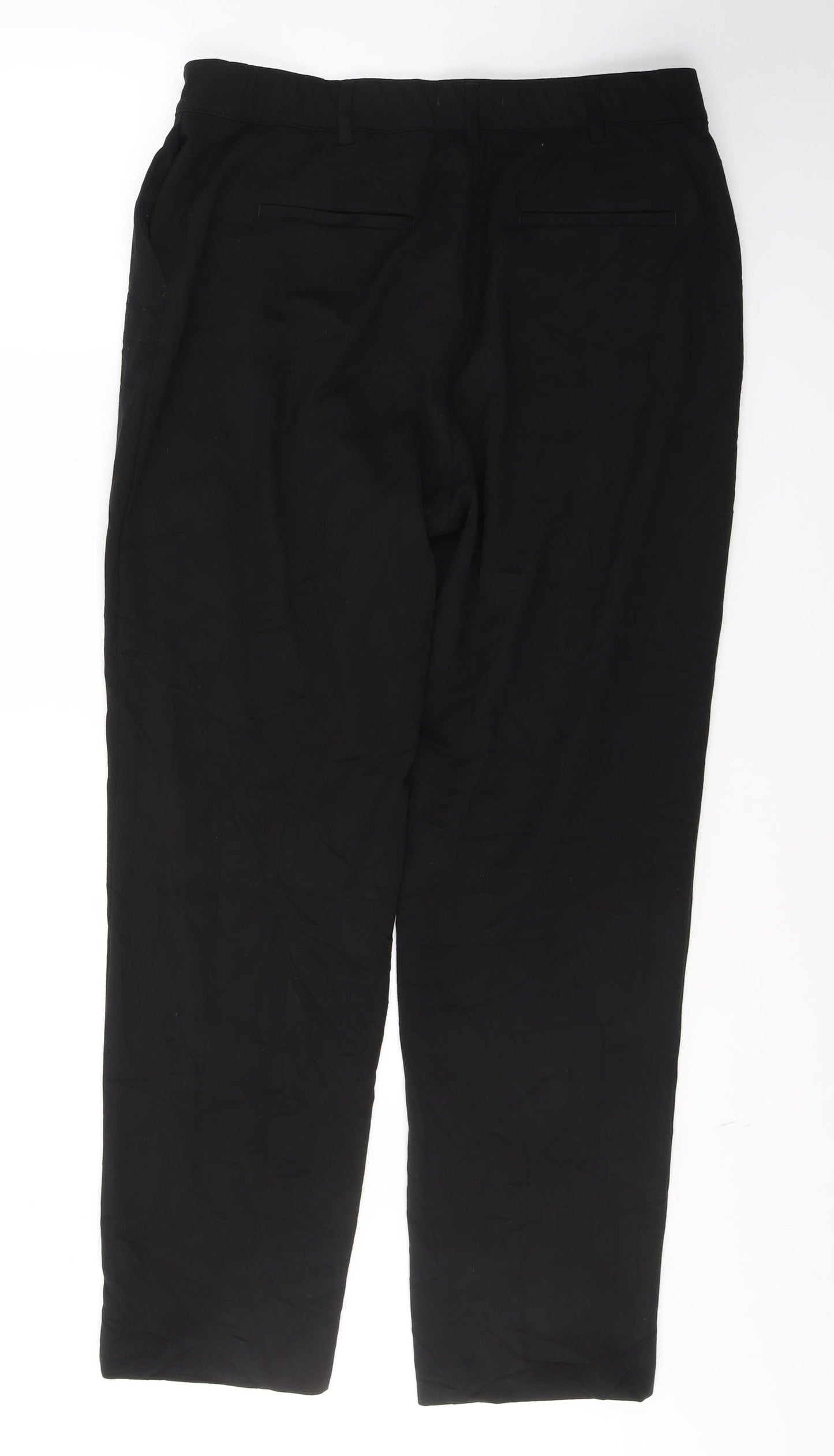 Marks and Spencer Womens Black  Polyester Trousers  Size 16 L30 in Regular Button