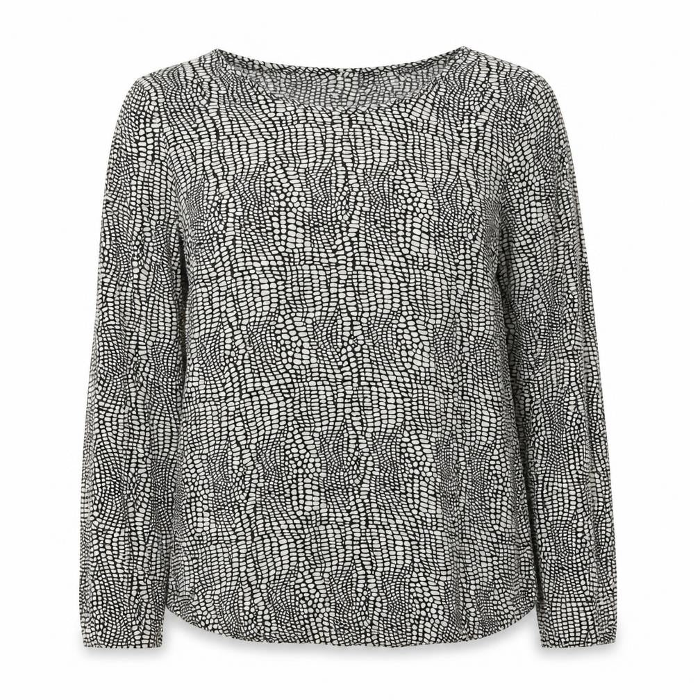 St Martins Womens Black Geometric Viscose Basic Blouse Size 10 Round Neck
