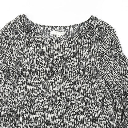 St Martins Womens Black Geometric Viscose Basic Blouse Size 10 Round Neck