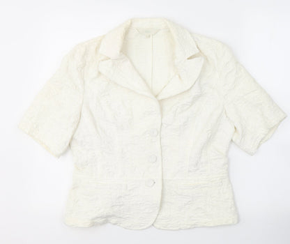 Marks & Spencer Womens White Floral  Jacket Blazer Size M  Button