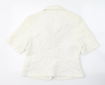 Marks & Spencer Womens White Floral  Jacket Blazer Size M  Button