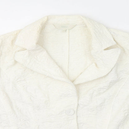 Marks & Spencer Womens White Floral  Jacket Blazer Size M  Button