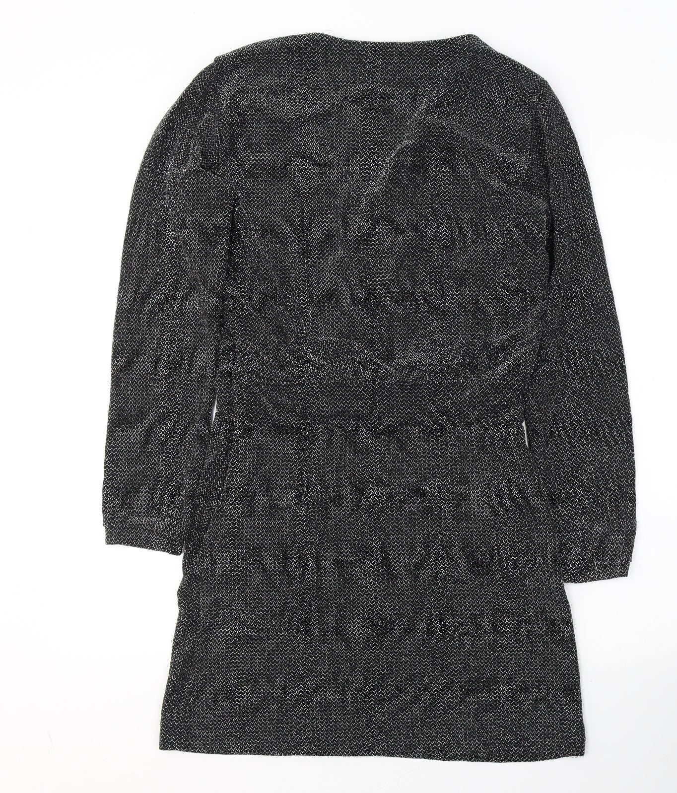 Mango Womens Black  Polyamide Fit & Flare  Size L  V-Neck Pullover - Sparkle