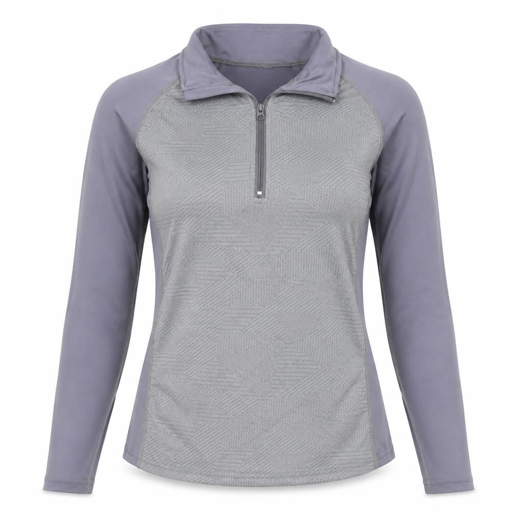 SheIn Womens Grey  Polyester Pullover T-Shirt Size M Collared Zip