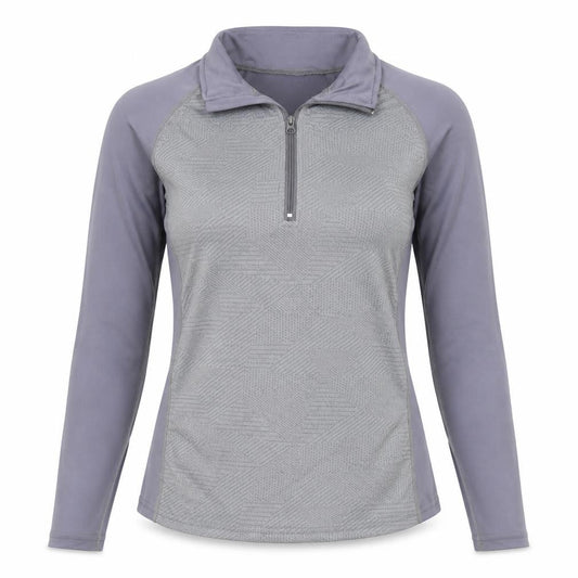 SHEIN Womens Grey  Polyester Pullover T-Shirt Size M Collared Zip