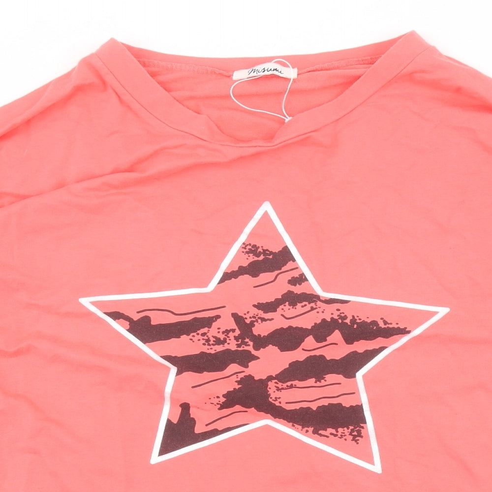 Missumi Womens Pink  Cotton Pullover Sweatshirt Size L  Pullover - Star