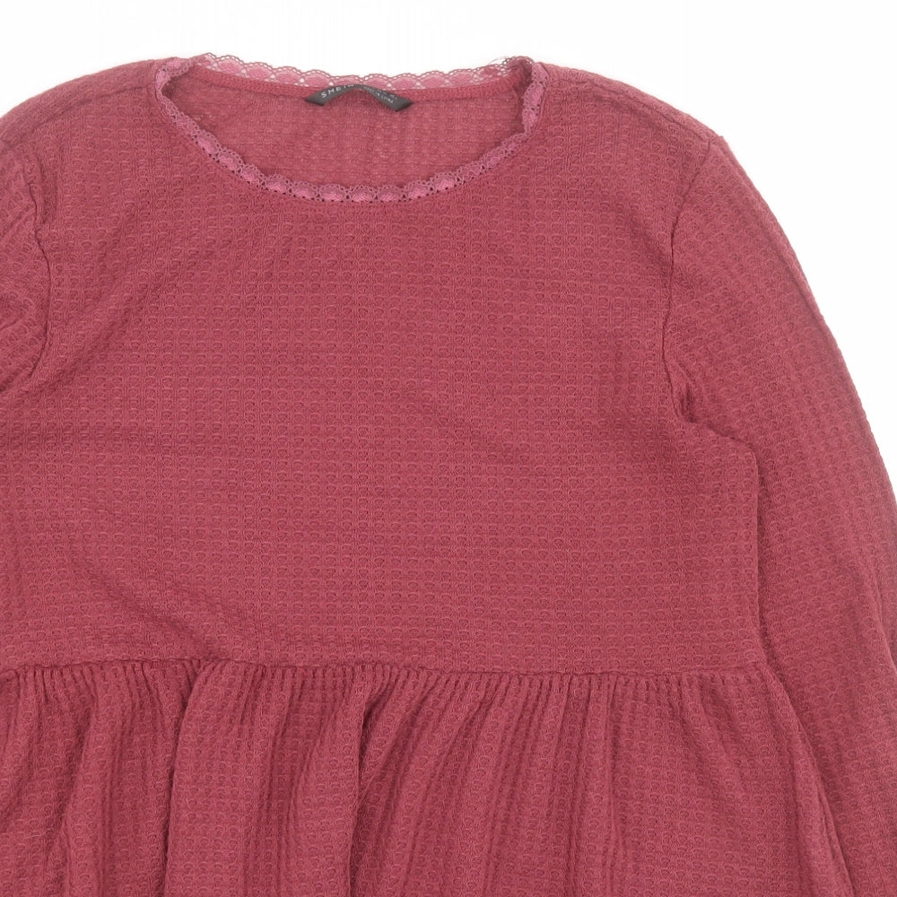 SheIn Womens Red Round Neck  Polyester Pullover Jumper Size S