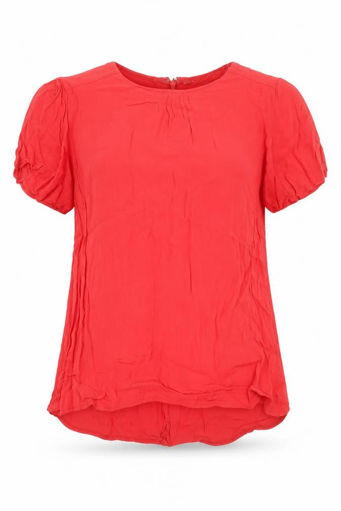 New Look Womens Red  Viscose Basic Blouse Size 10 Round Neck