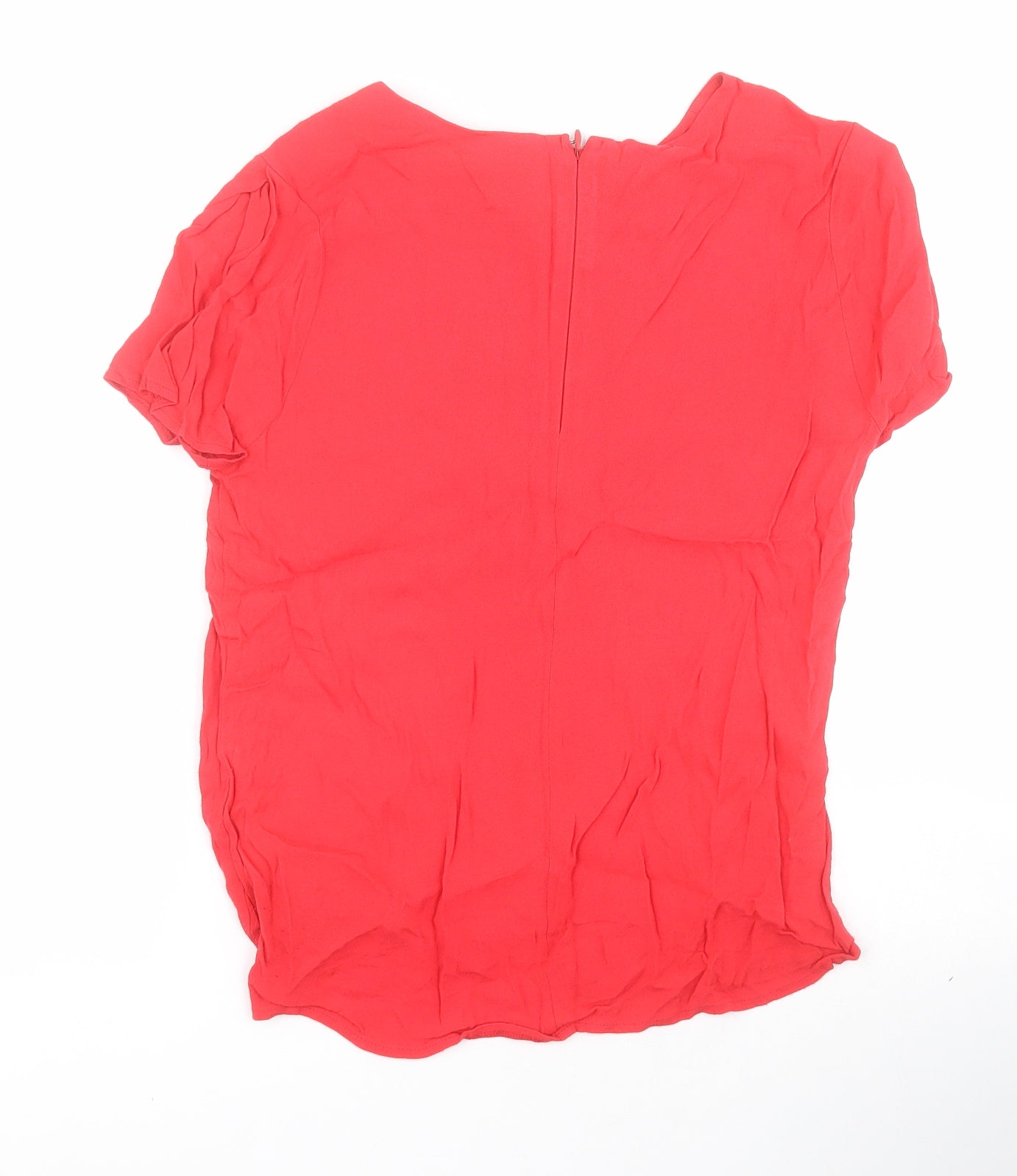 New Look Womens Red  Viscose Basic Blouse Size 10 Round Neck