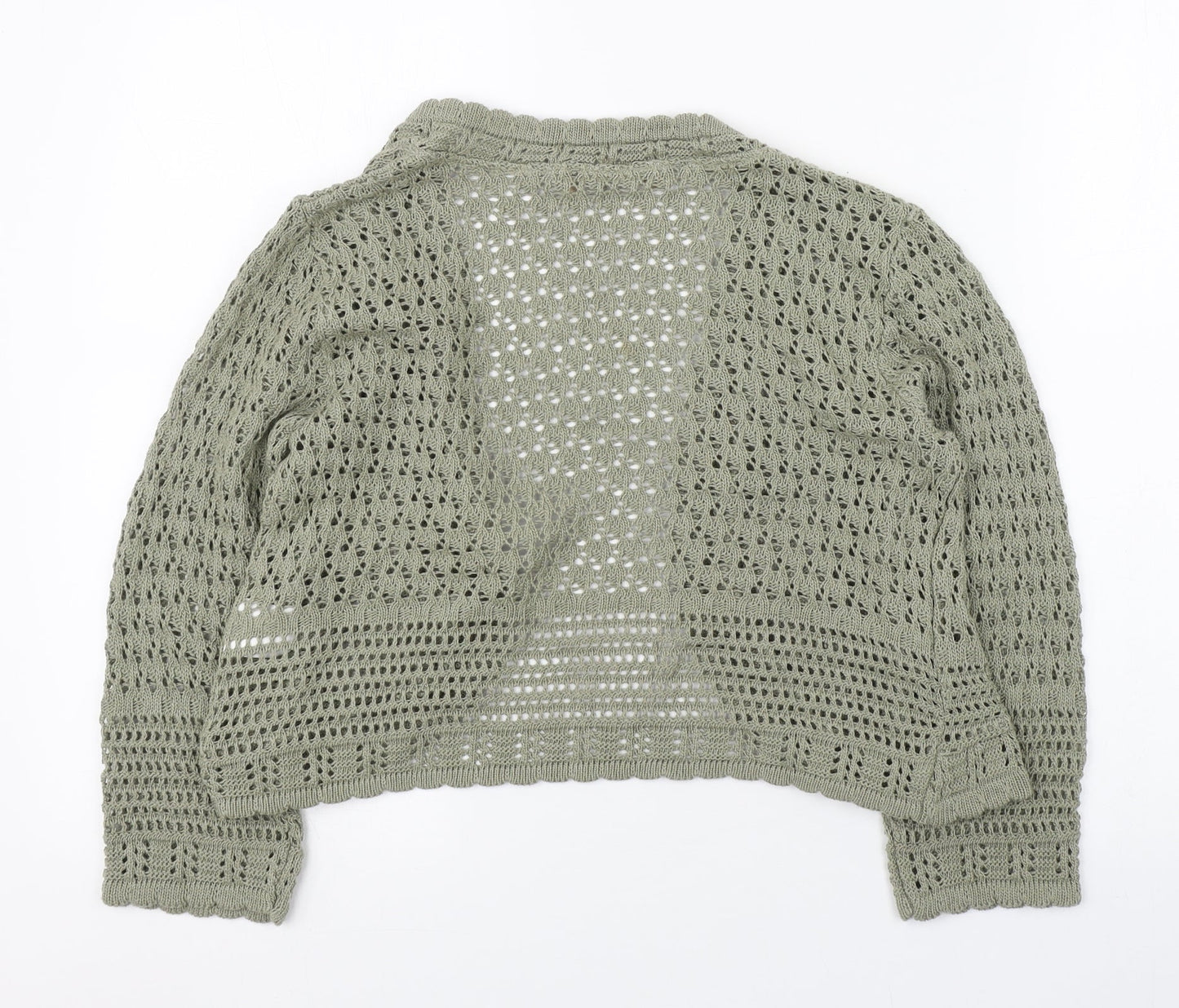 Daxon Womens Green V-Neck  Cotton Cardigan Jumper Size 12