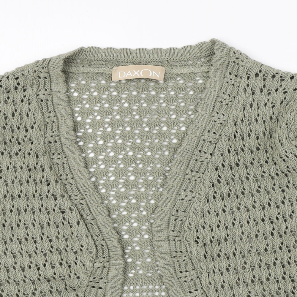 Daxon Womens Green V-Neck  Cotton Cardigan Jumper Size 12