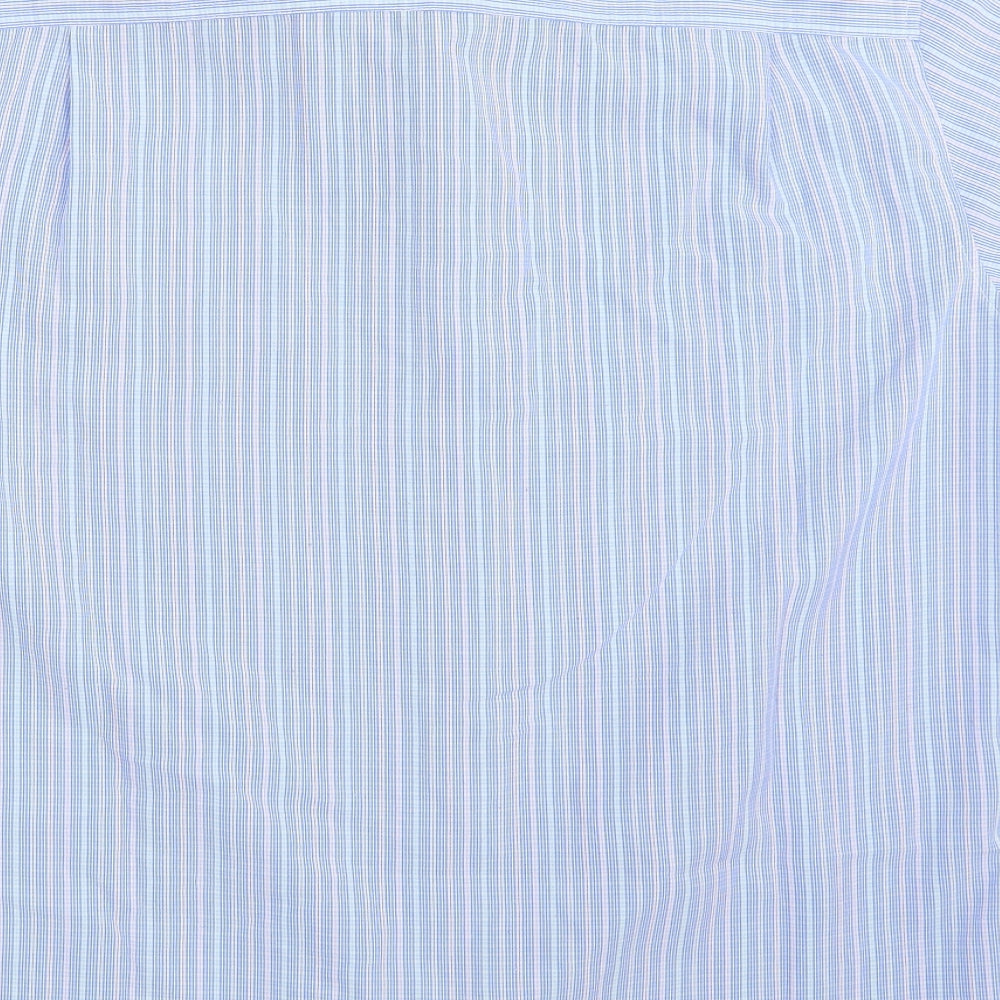 Lincoln Mens Blue Striped Polyester  Button-Up Size M Collared Button