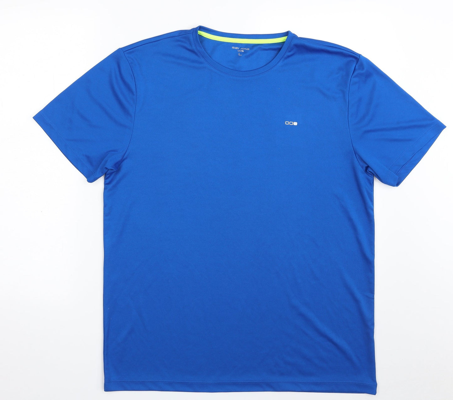 Easy Mens Blue  Polyester Pullover T-Shirt Size L Crew Neck Pullover