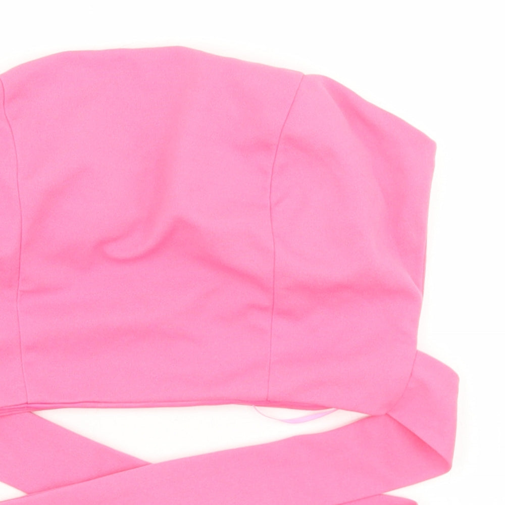 Vera & Lucy Womens Pink  Polyester Cropped Blouse Size M Square Neck