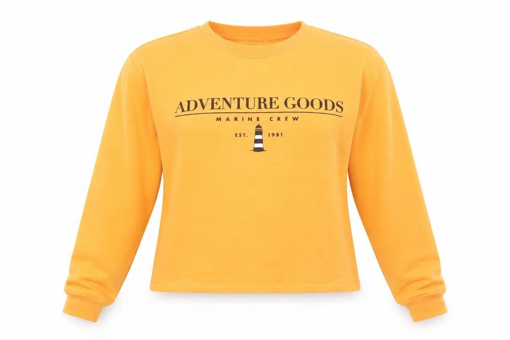 Pull&Bear Womens Orange  Cotton Pullover Sweatshirt Size S   - Cropped