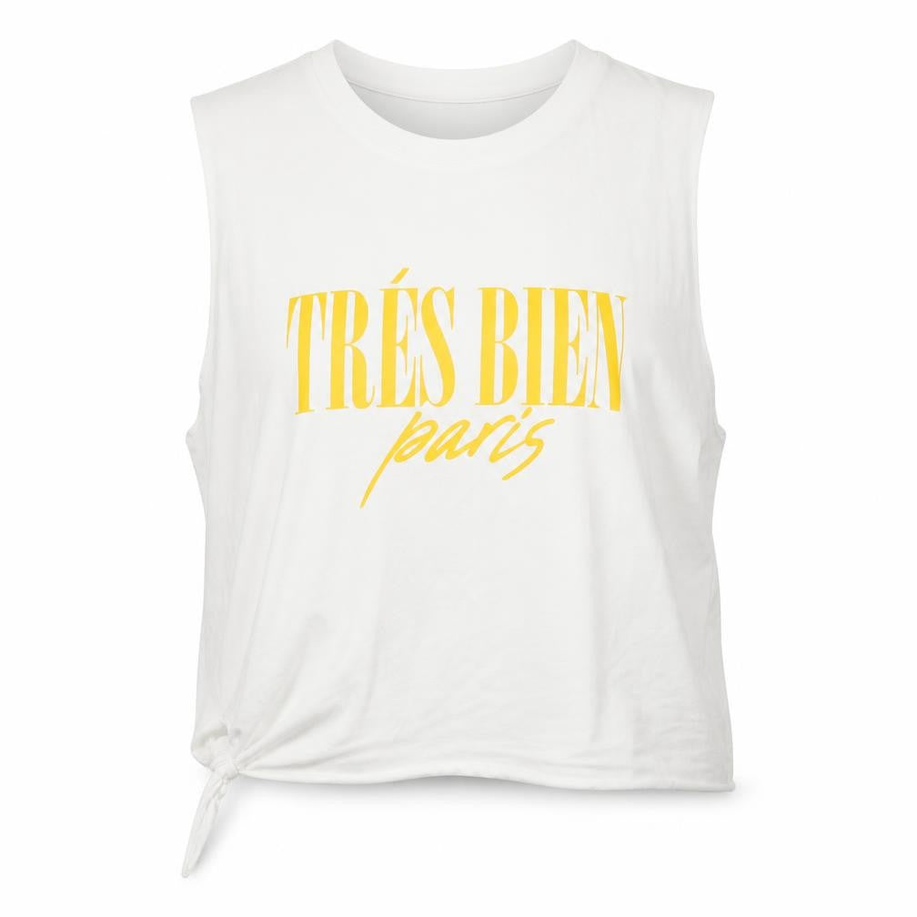 New Look Womens White  Cotton Cropped Tank Size 14 Round Neck - Tres Bien, Tie Front