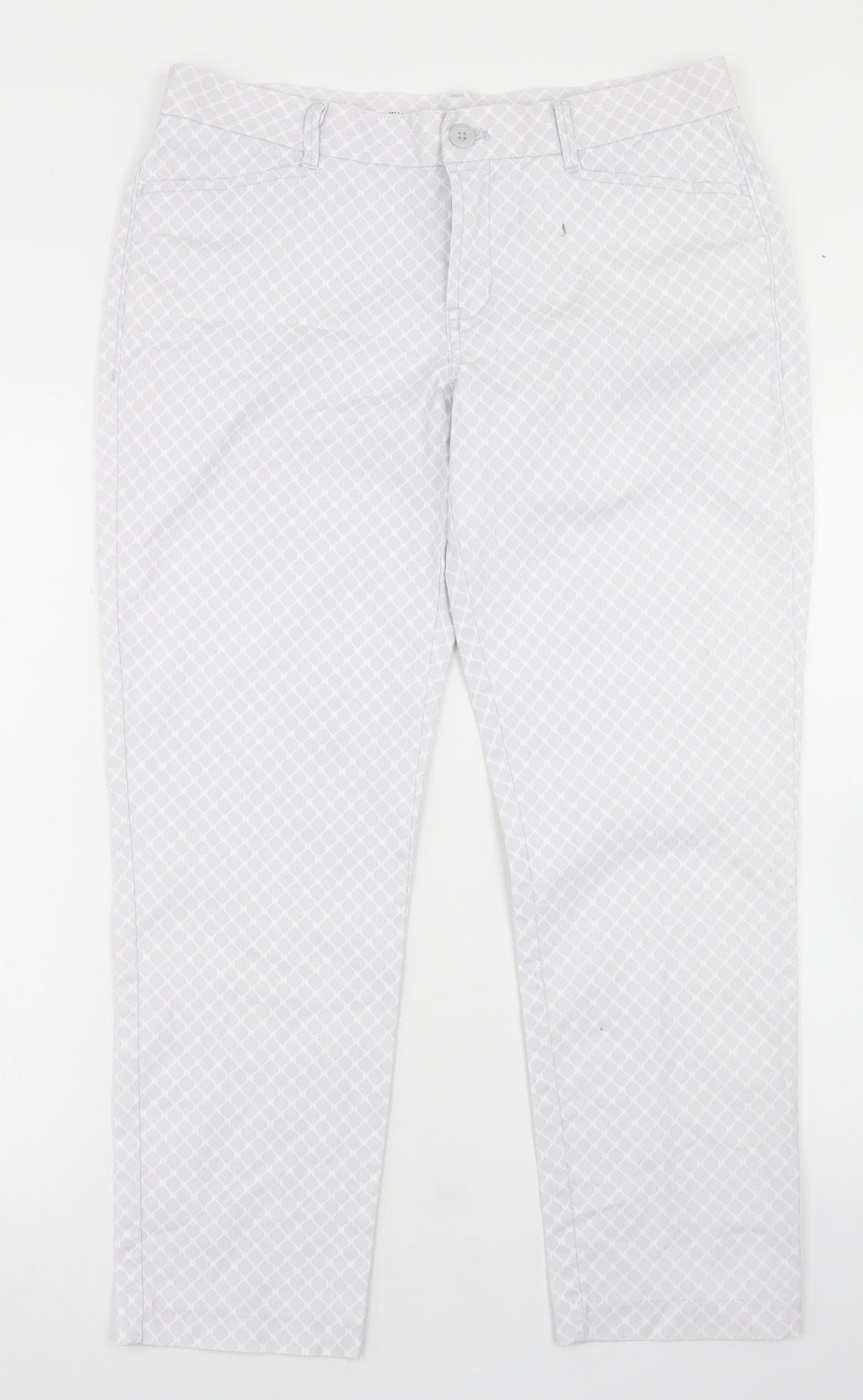 Gap Womens Grey Geometric Cotton Pedal Pusher Trousers Size 6 L26 in Regular Button