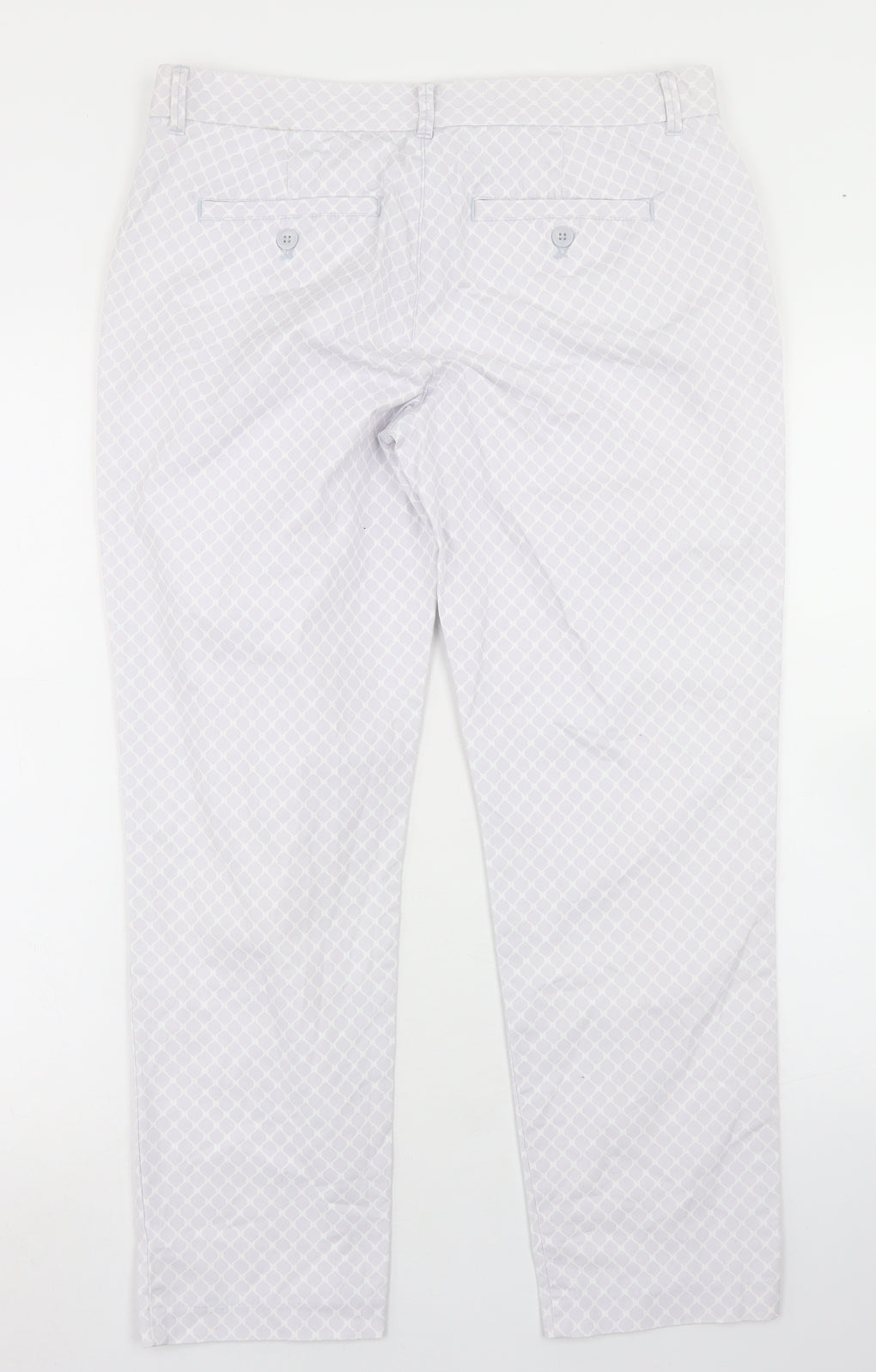 Gap Womens Grey Geometric Cotton Pedal Pusher Trousers Size 6 L26 in Regular Button