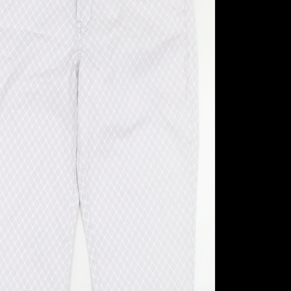Gap Womens Grey Geometric Cotton Pedal Pusher Trousers Size 6 L26 in Regular Button