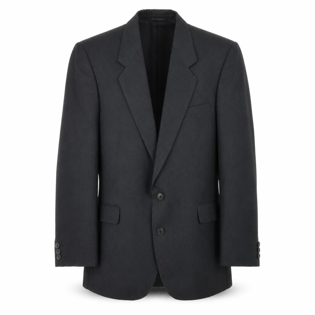 White International Mens Black Striped Polyester Jacket Blazer Size 40