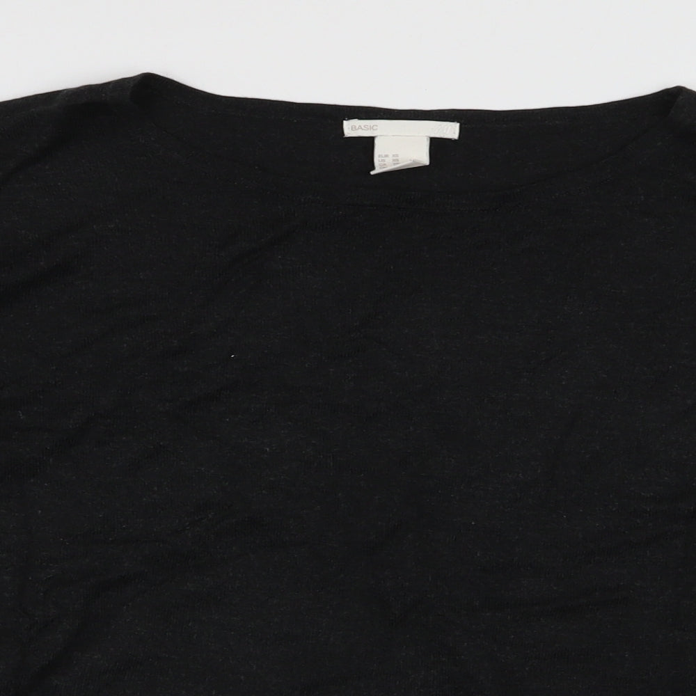 H&M Womens Grey  Acrylic Jersey T-Shirt Size XS Round Neck