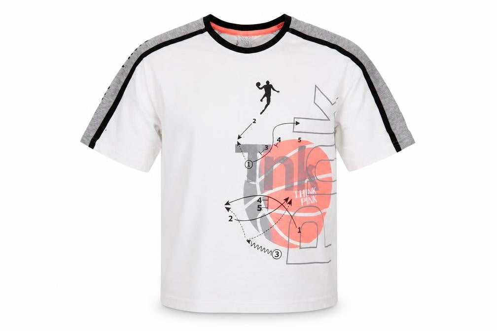 Think Pink Boys Multicoloured  100% Cotton Jersey T-Shirt Size 2XL Round Neck Pullover - Basketball