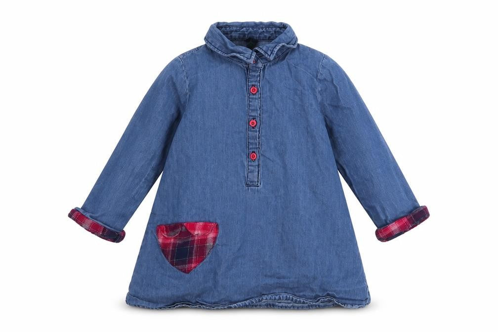 United Colors of Benetton Girls Blue  Polyester A-Line  Size 12 Months  Collared Button