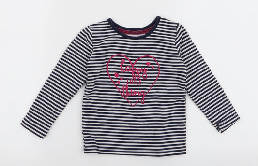 Young Dimension Girls Multicoloured Striped Viscose Jersey T-Shirt Size 12-18 Months Round Neck Pullover - Happy little thing